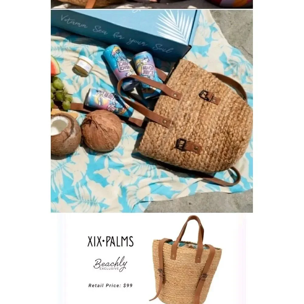 Xix Palms The Shorebreak‎ Picnic Hemp Straw Bag Backpack